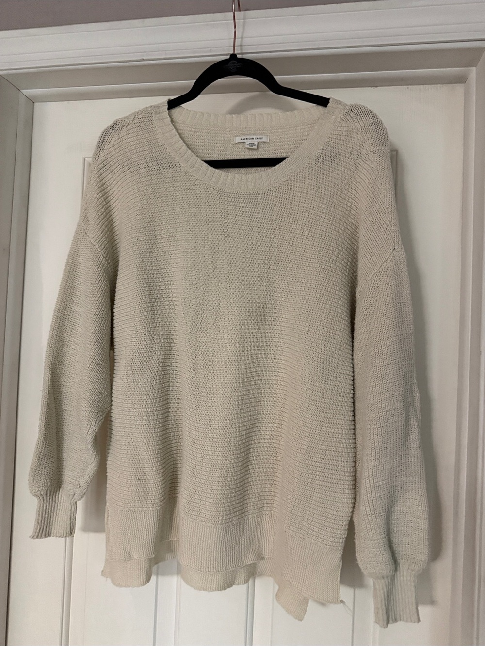 American Eagle Cream Scoopneck Knit Pullover